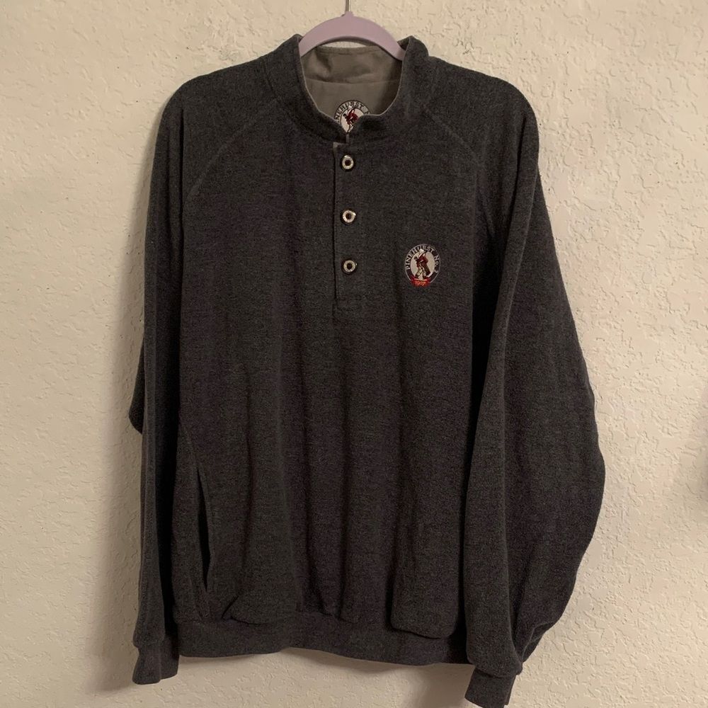 Straight Down Pinehurts 1907 Men's Golf Gray Sweater with Button Collar Size XL